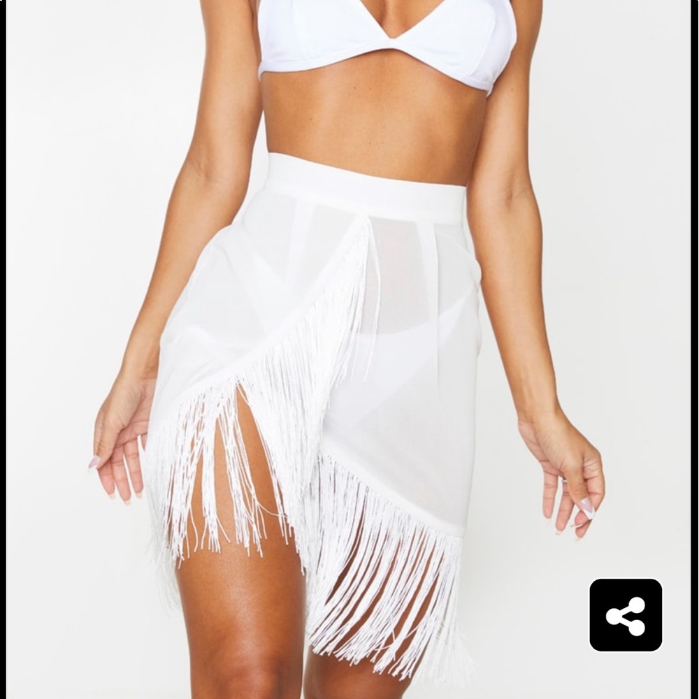 White Tassel Beach Skirt 😍
